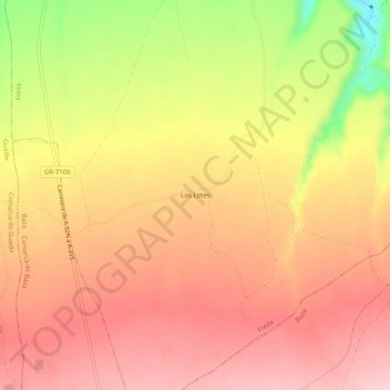 Mapa topográfico Los Lotes, altitud, relieve