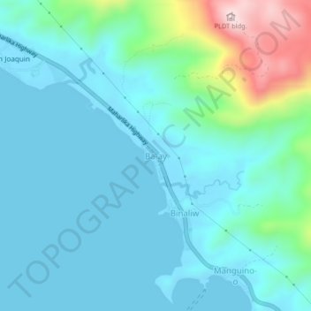 Mapa topográfico Ba-ay, altitud, relieve
