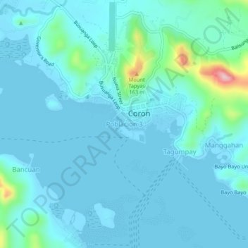 Mapa topográfico Poblacion 3, altitud, relieve