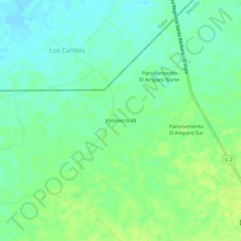 Mapa topográfico Kilómetro 48, altitud, relieve