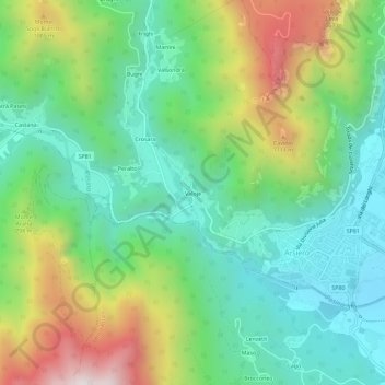 Mapa topográfico Valoje, altitud, relieve