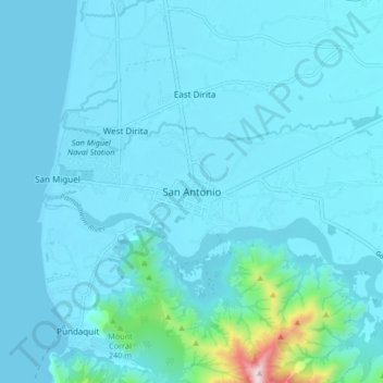 Mapa topográfico San Antonio, altitud, relieve