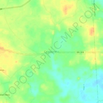 Mapa topográfico Cearazinho, altitud, relieve