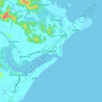 Mapa topográfico Dolores, altitud, relieve