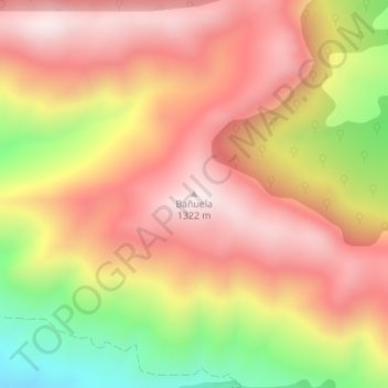 Mapa topográfico Bañuela, altitud, relieve