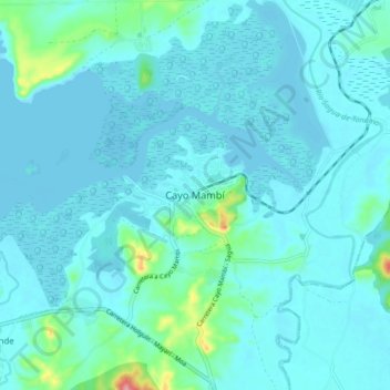 Mapa topográfico Cayo Mambí, altitud, relieve