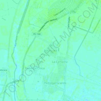 Mapa topográfico Narihualá, altitud, relieve