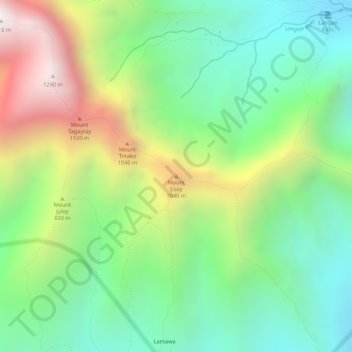 Mapa topográfico Mount Loay, altitud, relieve