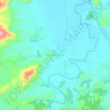 Mapa topográfico Ricarte Norte, altitud, relieve