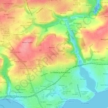 Mapa topográfico Keroumen, altitud, relieve
