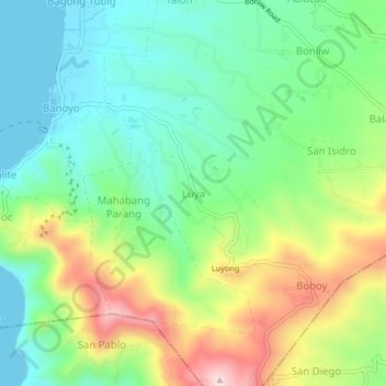 Mapa topográfico Luya, altitud, relieve