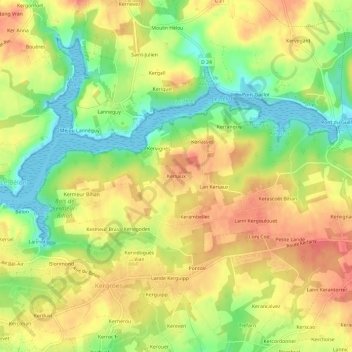 Mapa topográfico Kersaux, altitud, relieve