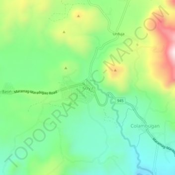 Mapa topográfico Kuya, altitud, relieve