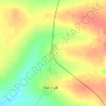 Mapa topográfico Binda, altitud, relieve
