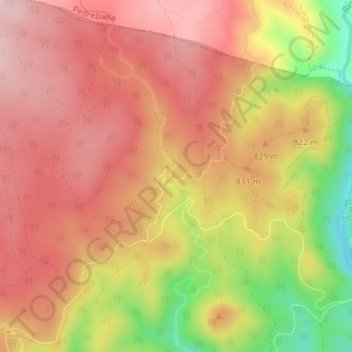 Mapa topográfico Moncalvillo, altitud, relieve