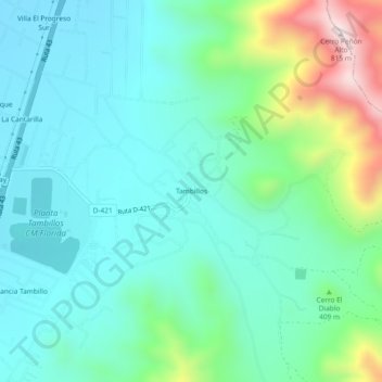 Mapa topográfico Tambillos, altitud, relieve
