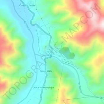 Mapa topográfico El Chaco, altitud, relieve