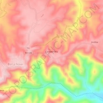Mapa topográfico Cachoerinha, altitud, relieve