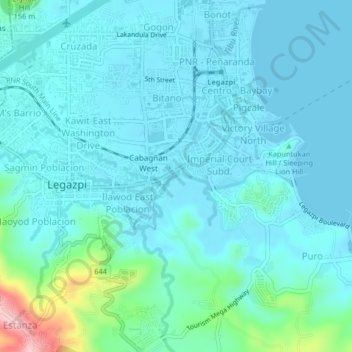 Mapa topográfico Cabagñan, altitud, relieve