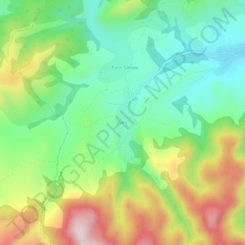 Mapa topográfico Panc, altitud, relieve