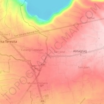 Mapa topográfico Santa Cruz, altitud, relieve