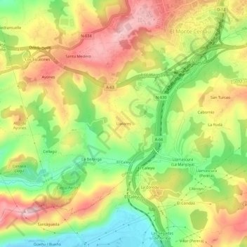 Mapa topográfico Latores, altitud, relieve