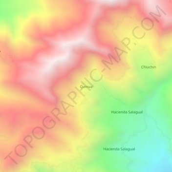 Mapa topográfico Quinua, altitud, relieve