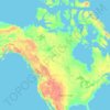 Mapa topográfico América del Norte, altitud, relieve