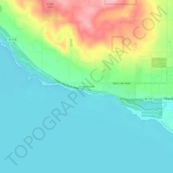 Mapa topográfico Forest Beach, altitud, relieve
