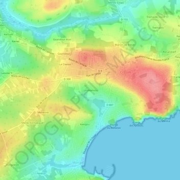Mapa topográfico Landromiou, altitud, relieve