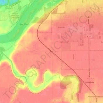 Mapa topográfico Hitt, altitud, relieve