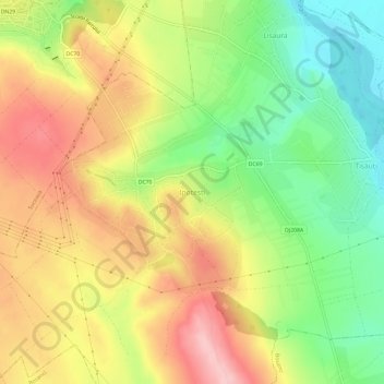 Mapa topográfico Ipotești, altitud, relieve