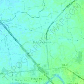 Mapa topográfico Dulong Malabon, altitud, relieve