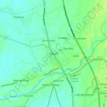 Mapa topográfico Villasis, altitud, relieve