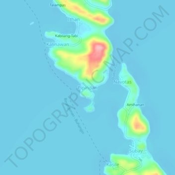 Mapa topográfico Pipindan, altitud, relieve