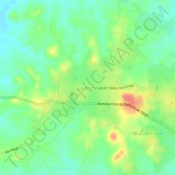 Mapa topográfico La Arena, altitud, relieve