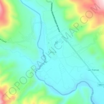 Mapa topográfico Concá, altitud, relieve