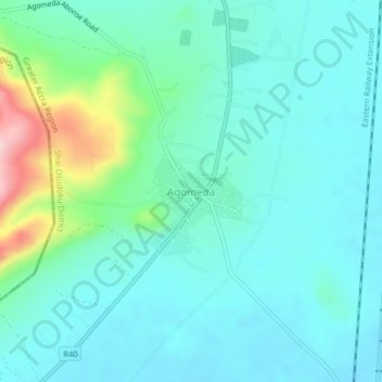 Mapa topográfico Agomeda, altitud, relieve