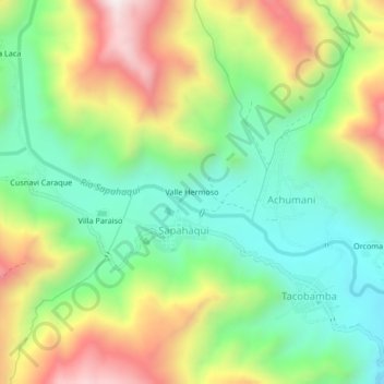 Mapa topográfico Valle Hermoso, altitud, relieve