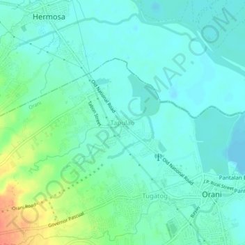 Mapa topográfico Tapulao, altitud, relieve