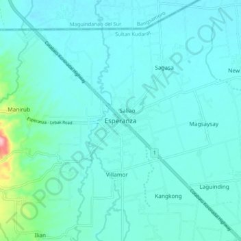 Mapa topográfico Esperanza, altitud, relieve