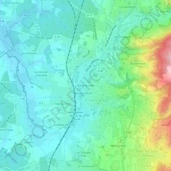Mapa topográfico Moulin Antides, altitud, relieve