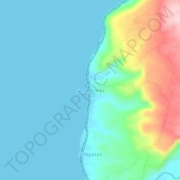 Mapa topográfico San Antonio, altitud, relieve