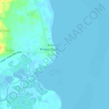 Mapa topográfico Diamante, altitud, relieve