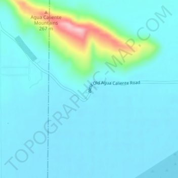 Mapa topográfico Agua Caliente, altitud, relieve