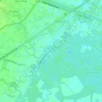 Mapa topográfico Balantacan, altitud, relieve