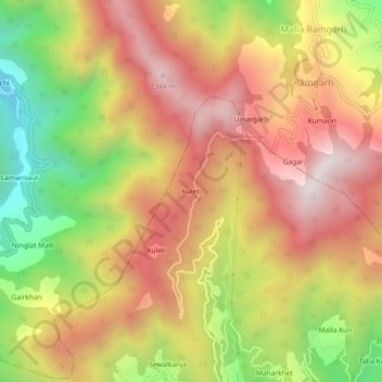 Mapa topográfico Kuleti, altitud, relieve
