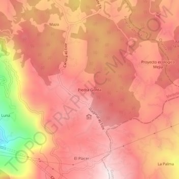 Mapa topográfico Piedra Gorda, altitud, relieve