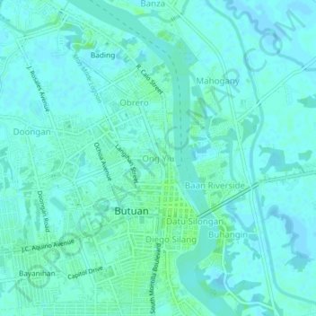 Mapa topográfico Ong Yiu, altitud, relieve