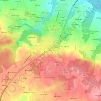 Mapa topográfico Lamboux, altitud, relieve